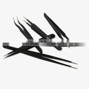 FEIT Electronics Esd Products Stainless Steel Eyelash Extension Black Anti Static Tweezers thumbnail-2