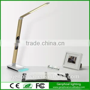 Sliver or Golden Ultra-thin Base All Metal Struchure LED Table Lamp With VA LCD Calendar Display thumbnail-2