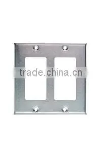 2 GANG Decorative Switch and Duplex Receptacle Wall Plate Stainless Steel thumbnail-1