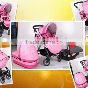 2015 Pink Baby Prams 3 in 1 ,with Big Carrycot ,3position Seat 5 Point Safety Belt With 2 Safet Lock. thumbnail-1