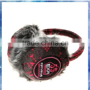 Pink and Grey Fairisle Knitted Foldable Earmuffs With Applique thumbnail-4