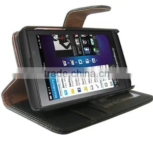 Classic Black PU Leather Stand Case Cover Screen Protector Bumper Case for Blackberry thumbnail-2
