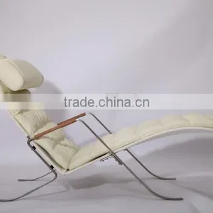 Wholesale Floor Lounge Chair FK87 Lounge Chair Grasshopper White Leather thumbnail-2