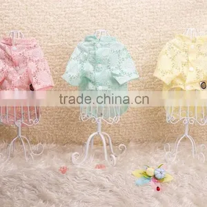 Sweet Candy Color Pink Yellow Blue Flower Printing Shirt Cat Dog Pet Wear Pet Apparel thumbnail-2