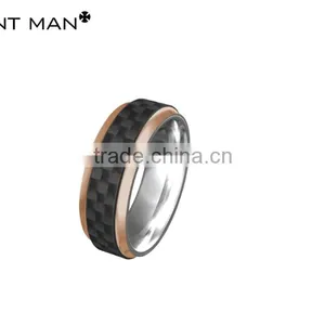 New Design American Style Custom Carbon Fiber Ring for Men Titanium Ring Band thumbnail-2