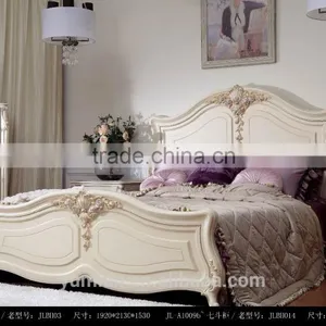 New Classical Luxury Rococo European French Wooden Bedroom Furniture Set Bed Bedside Table Wardrobe Dressing Table Bench thumbnail-1