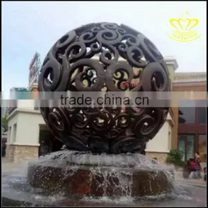 Upscale Mall Theme Bronze Sculpture Square Stainless Steel Hollow Ball Art thumbnail-2