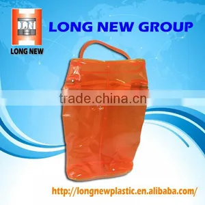 Orange Clear Plastic PVC Zipper Bag With Handle thumbnail-3
