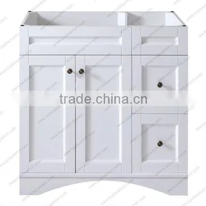 White Modern Wooden Base With White Carrara Marble Top Bathroom Vanity thumbnail-2