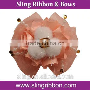 Fancy Organza Rhinestone Ribbon Ponytail Bow thumbnail-1