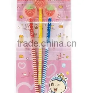 3 pc Funky Color Pencil Eraser Set thumbnail-1
