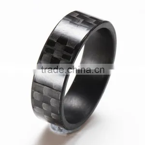 100% Genuine Pure CARBON FIBER Men's Wedding Band Ring With Groove in Center thumbnail-4