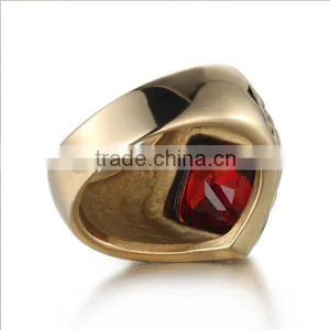 Vintage Cubic Zircon Engrave Antique Gold 316L Stainless Steel Rings Band for Men thumbnail-6