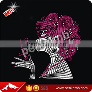 Custom Rhinestone Transfer Breast Cancer Ribbon Motif Heat Transfer thumbnail-1