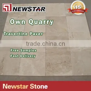 12X 12 Ivory Travertine Pavers Tumbled thumbnail-1