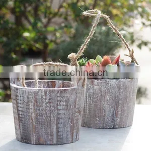 Succulent Plant Small Wood Hanging Planter thumbnail-1