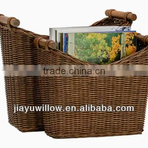 Wholesale Portable Wicker Magazine Storage Baskets With Handle thumbnail-1