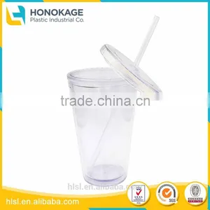 Plastic Tumbler Cup With Straw And Lid, PP Plastic Type And Plastic Material Disposable thumbnail-1