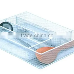 Store More Good Quality 5 Compartment White Metal Mesh Cutlery Tray thumbnail-2