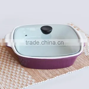 Ceramic Glaze Bakerware With Lid, Rectangle Oval Square Round Roaster thumbnail-2