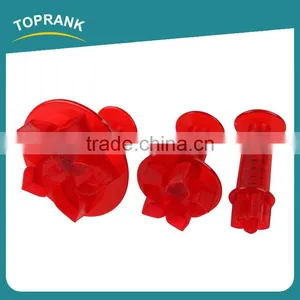 Toprank Promotional Gift LFGB Standard 3pcs Flower Shaped Cake Mold Plastic Cookie Cutter Fondant Plunger Cookie Cutter thumbnail-1