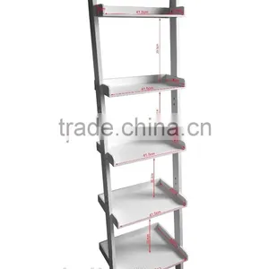 MDF Wood Display Rack High Quality 5-tier Leaning Ladder Book Shelf thumbnail-2