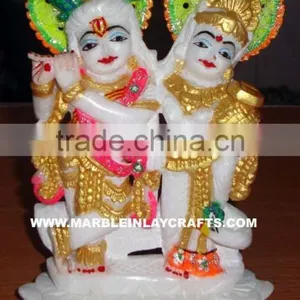 Gorgeous Antique Radha Krishna Marble Colorful Statue thumbnail-1