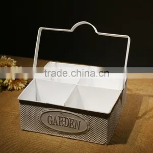 New Design Antique Metal Planter for 2016 Rusty Garden Decoration Square Metal Flower Planter With Metal Handle & Flower Pots thumbnail-3