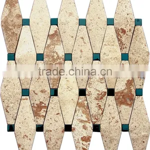 MM-CV221 Best Selling Home Decoration Natural Stone Diamond Mix Brown Limstone Mosaics Tiles thumbnail-2