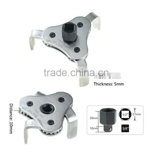 1/2 Drive Auto Adjust 2 Ways 3 Jaw Round Chrome Plated Flat Type Oil Filter Wrench thumbnail-4