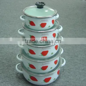 673DG 16-24CM Enamel Casserole Cookware With Glass Lid thumbnail-2
