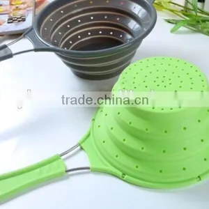 Silicone Folding Kitchenware Colander With Handle thumbnail-4