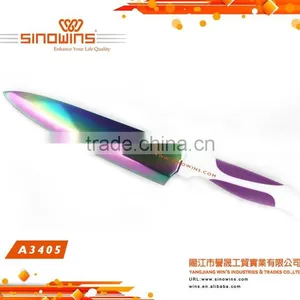 A3405-2 New Design 5pcs Colorful Titanium Blade Stainless Steel Kitchen Knife Set thumbnail-1