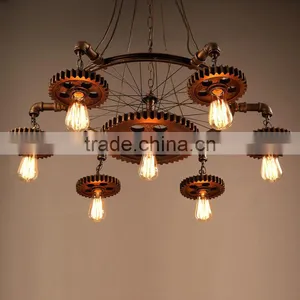 New Machine Age Steampunk Pipe Gear Led Pendant Lamp With Vintage Industry Style thumbnail-1