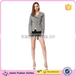 High Quality Woven Fabric Grey Color Fashion Women Blazer for Lady thumbnail-5
