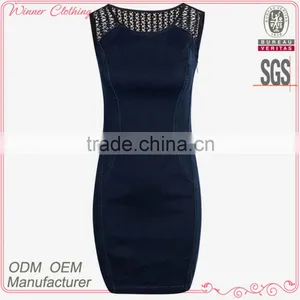 Express Clothing Manufacturing Ladies' Slim Fit Sleeveless Hollow Denim Adult Fairy Dresses thumbnail-1