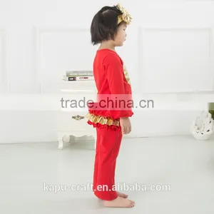 Fall Latest Boutique Girls Halloween Outfits With Pumpkin Wholesale Kids Cotton Orange Chevron Ruffle Pants Clothing Sets thumbnail-6