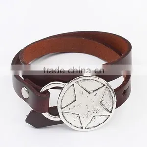 New Design 2015 Leather Wrap Bracelet I Love You Heart Buckle Leather Wrap Bracelet Custom Logo Letter Buckle Leather Bracelet thumbnail-4
