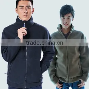 Men's Zip Up 100% Polyester Long Sleeve Hoodies Solid Color Polar Fleece Jacket With Stand Collar thumbnail-1