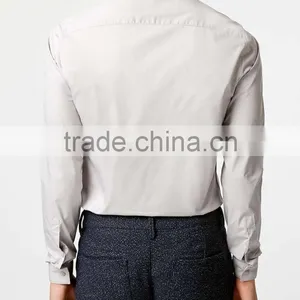 Slim Fit Light Grey Long Sleeve Stretch Smart Shirt thumbnail-3