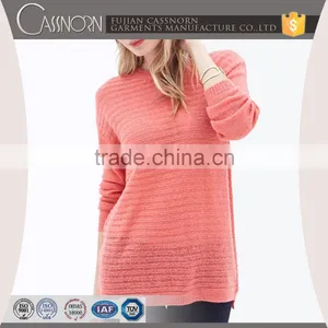 Custom Long Sleeve Rib Knit Hem Crew Neck Sweater Knitted Sweater Women thumbnail-1