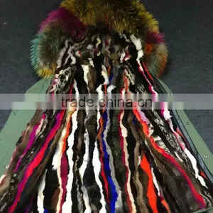 Myfur Customized Random Color Big Raccoon Fur Hood Patchwork Fur Lining Ladies Parka thumbnail-5