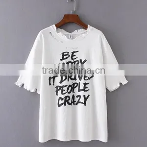 Hot Sale T Shirt Women Letter Printed T-shirt Women Tops Tee Shirt Custom t Shirt Printing thumbnail-3