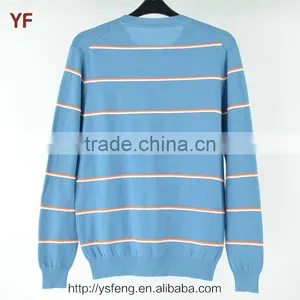 100% Cotton Plain Striped Computerized Sweater thumbnail-2