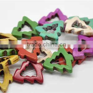 2 Strands Mixed Synthetic Howlite Turquoise Christmas Tree Loose Beads thumbnail-1