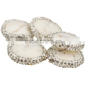 New Flat Shape Natural White Turquoise Beads With Rhinestone Hot Sale in Market thumbnail-3