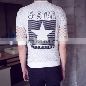 2017 Hotsale Men's Summer Breathable Net Cloth Sunscreen Thin Mesh Small t Shirt Jaket With Big Star Logo Back thumbnail-6
