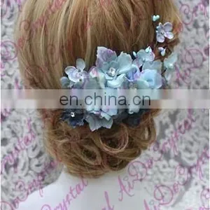 Aidocrystal Classic Blue Flower Hair Pins With Crystal Hair Accessories,floral Tiaras,princess Hair Clip thumbnail-5