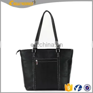 Lady Black Tote Bags With Custom Printed Logo Women's Handbags Leather Custom Tote Bag Cross Felt Leather Laptop Bag thumbnail-2