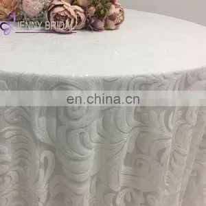 TC188B White 90 Linen Tukish Sequin Fabric Table Cloth thumbnail-2